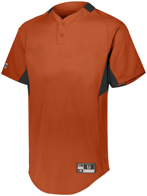 Holloway Youth Game7 Two-Button Baseball Jersey (221224), Color 'Orange/Black'